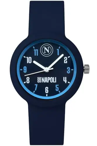 Clondo Orologio Da Polso Analogico Bambini, Idea Regalo 6-12 Anni Per Napoli Fan, Cassa 33mm e Cinturino Silicone