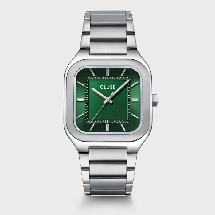 Orologio Quadrus Steel, Verde, Argento - Cluse