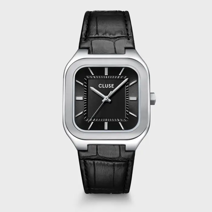 Quadrus Watch Leather, Black, Silver Colour - Cluse