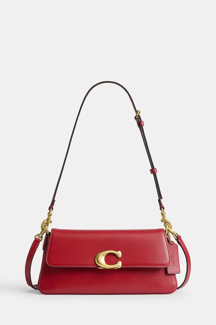 borsa a tracollo da donna in pelle Jet Rosso