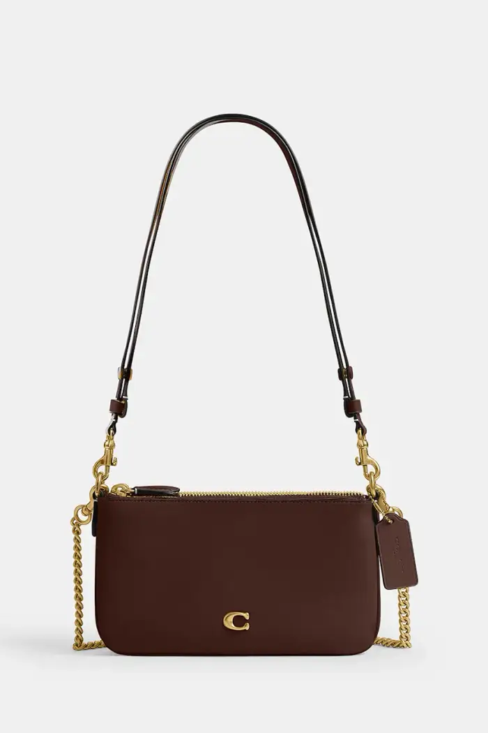 Coach borsa a tracollo da donna in pelle Kira Marrone