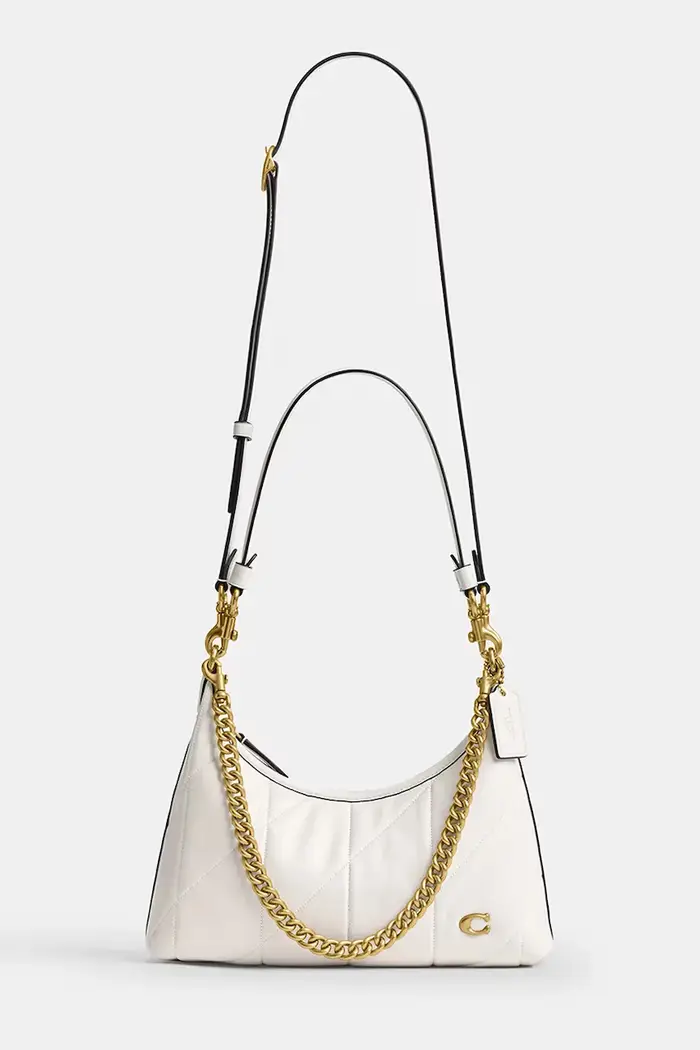 Coach borsa a tracollo da donna in pelle Soft Quilted Juliet Shoulder Bag 25 Bianco