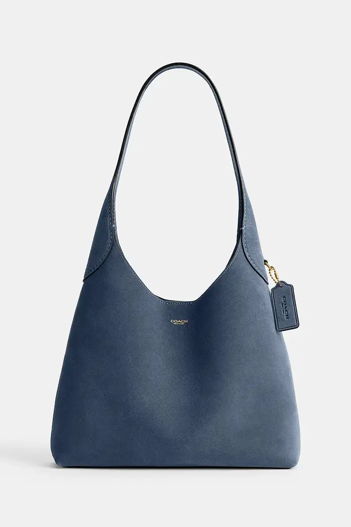 Coach borsa da donna in camoscio Brooklyn Shoulder Bag 28 Blu