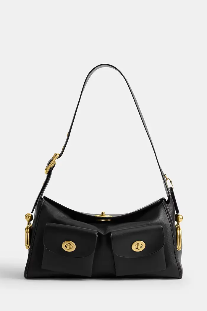 Coach borsa hobo da donna in pelle Turnlock Haversack Bag Nero