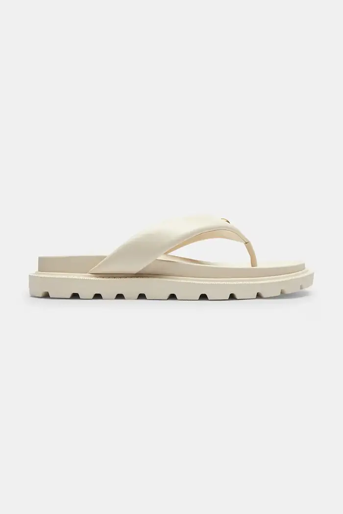 Coach infradito da donna in pelle Brynn Leather Thong Sandal Bianco
