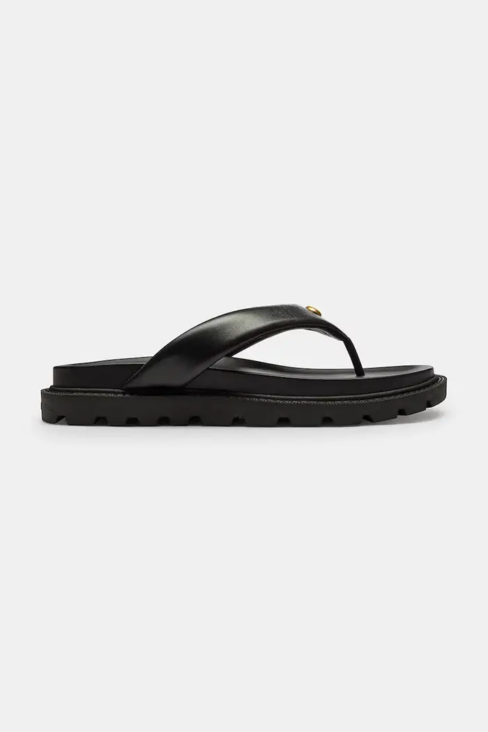 Coach infradito da donna in pelle Brynn Leather Thong Sandal Nero
