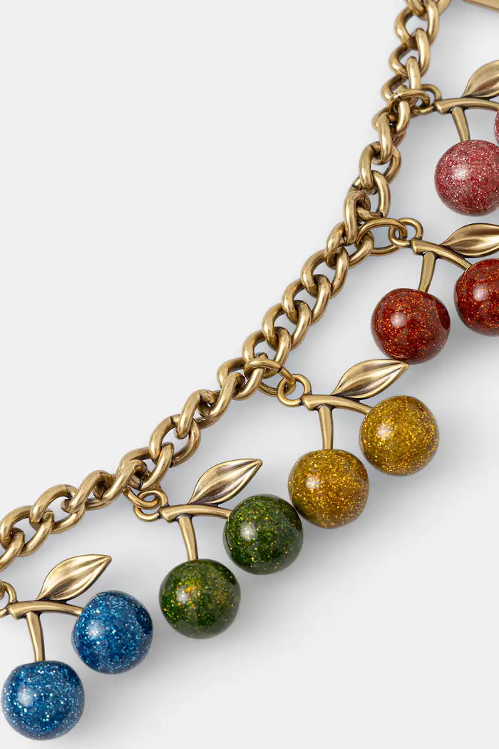 Coach portachiavi da donna Rainbow Cherries Bag Charm Oro