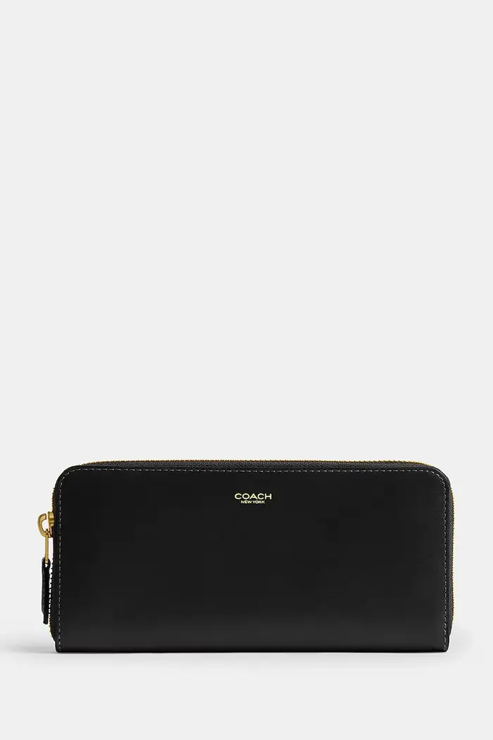 Coach portafoglio da donna in pelle Accordion Zip Nero