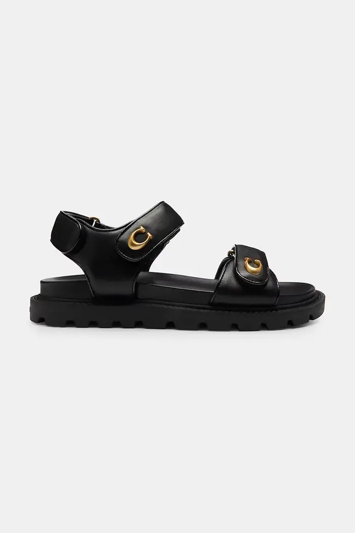 Coach sandali da donna in pelle Brynn Leather Sandal Nero