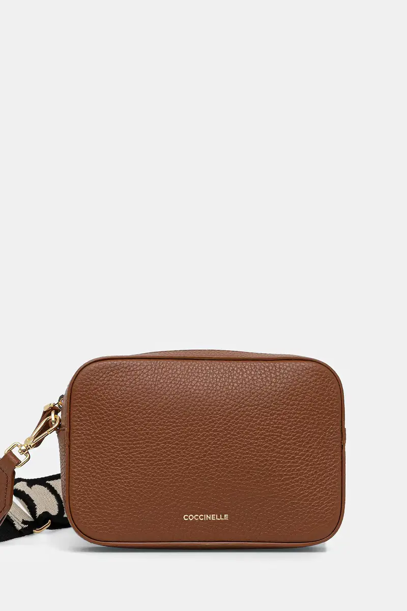 Borsa a Tracolla Pelle Donna Marrone Chiusura con Zip