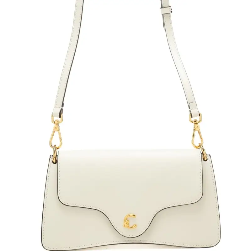 Coccinelle borsa a tracolla da donna c me calf in vera pelle bianca