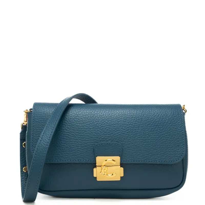 Coccinelle borsa a tracolla da donna c me lock con chiusura con clip frontale in metallo ottanio