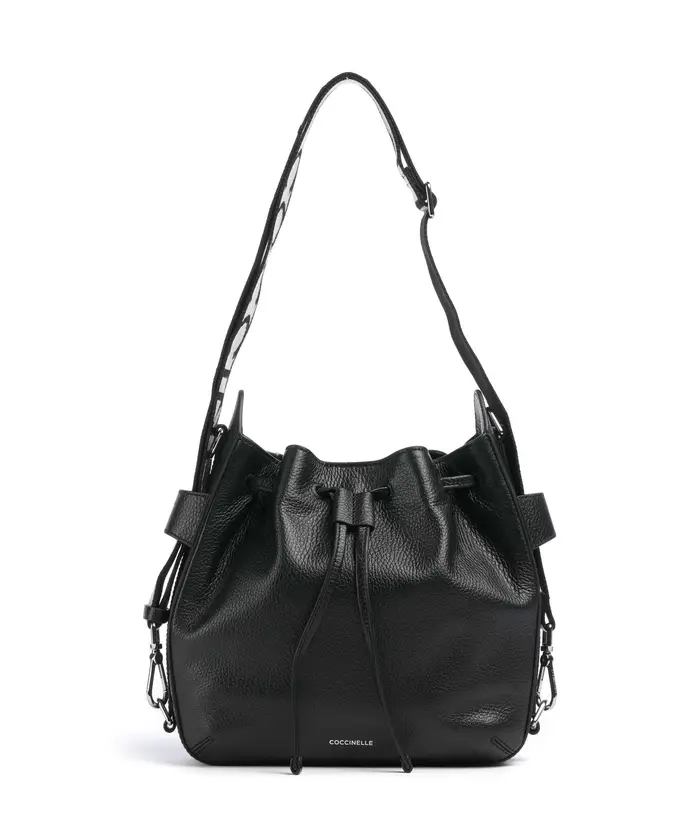 Coccinelle Borsa a Tracolla Pelle Donna Nera Chiusura a Coulisse Nero