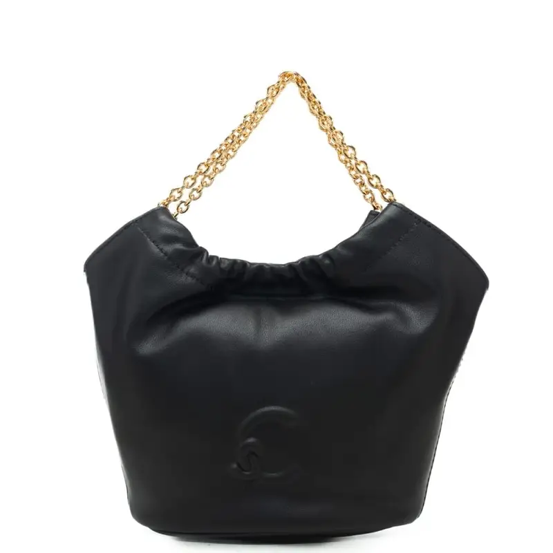 Coccinelle borsa da donna smash con maxi logo monogram in rilievo sul davanti nera