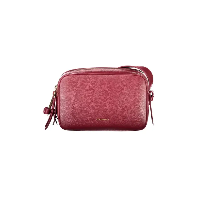 Coccinelle Borsa Donna Viola Malory Tracolla Pelle Zip Logo Rosso