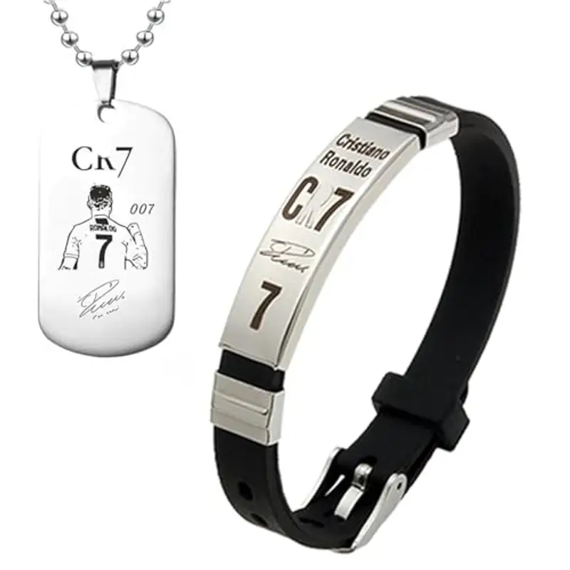 fufupaw Collana da calcio, da ragazzo, collana per ragazzi, collana numero 7, collana per bambini, collana da calcio, calcio per gli