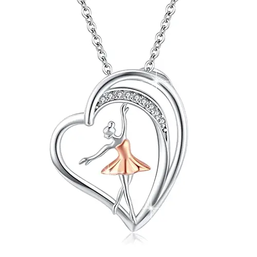 MEDWISE Collana da donna in argento Sterling 925 con ciondolo a forma di ballerina, a tema ginnastica e danza, regalo per