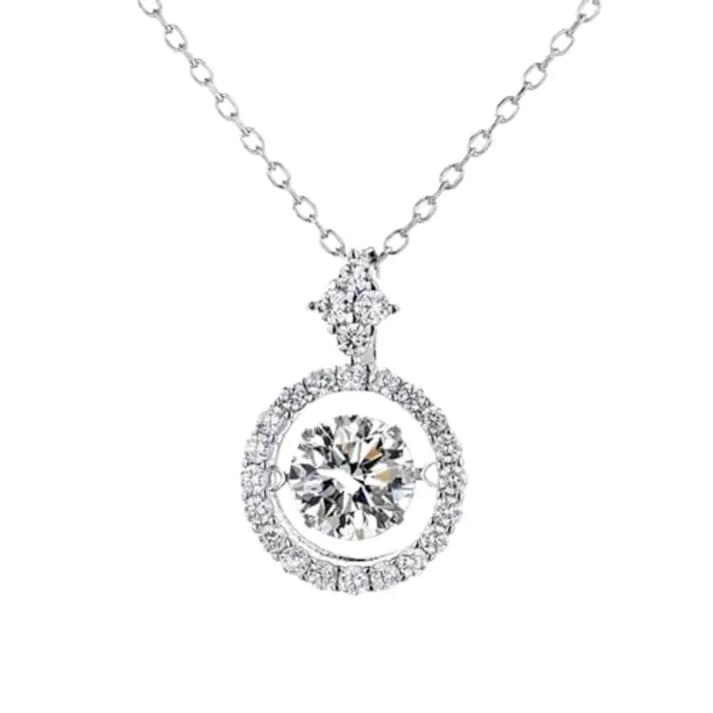Generic Collana in moissanite da donna, solitario placcato in moissanite, regalo di Natale con gioielli, Misura unica, Acciaio inossidabile