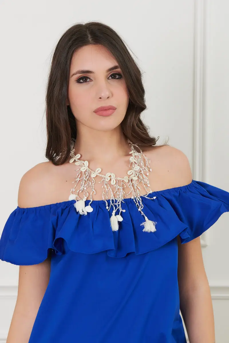 COLLANA MULTIFILI, CONCHIGLIE E NAPPE | Colore: Bianco | Taglia: One size