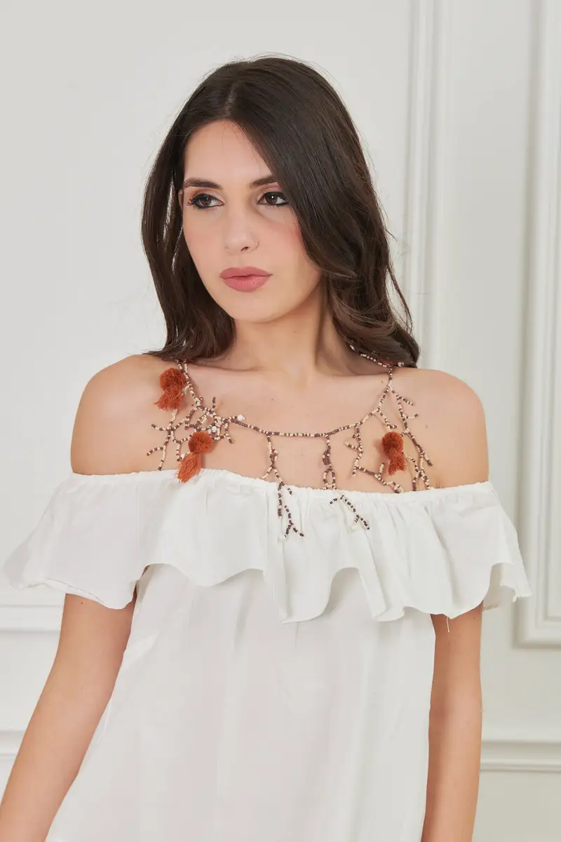 COLLANA MULTIFILI E NAPPE | Colore: Arancio | Taglia: One size