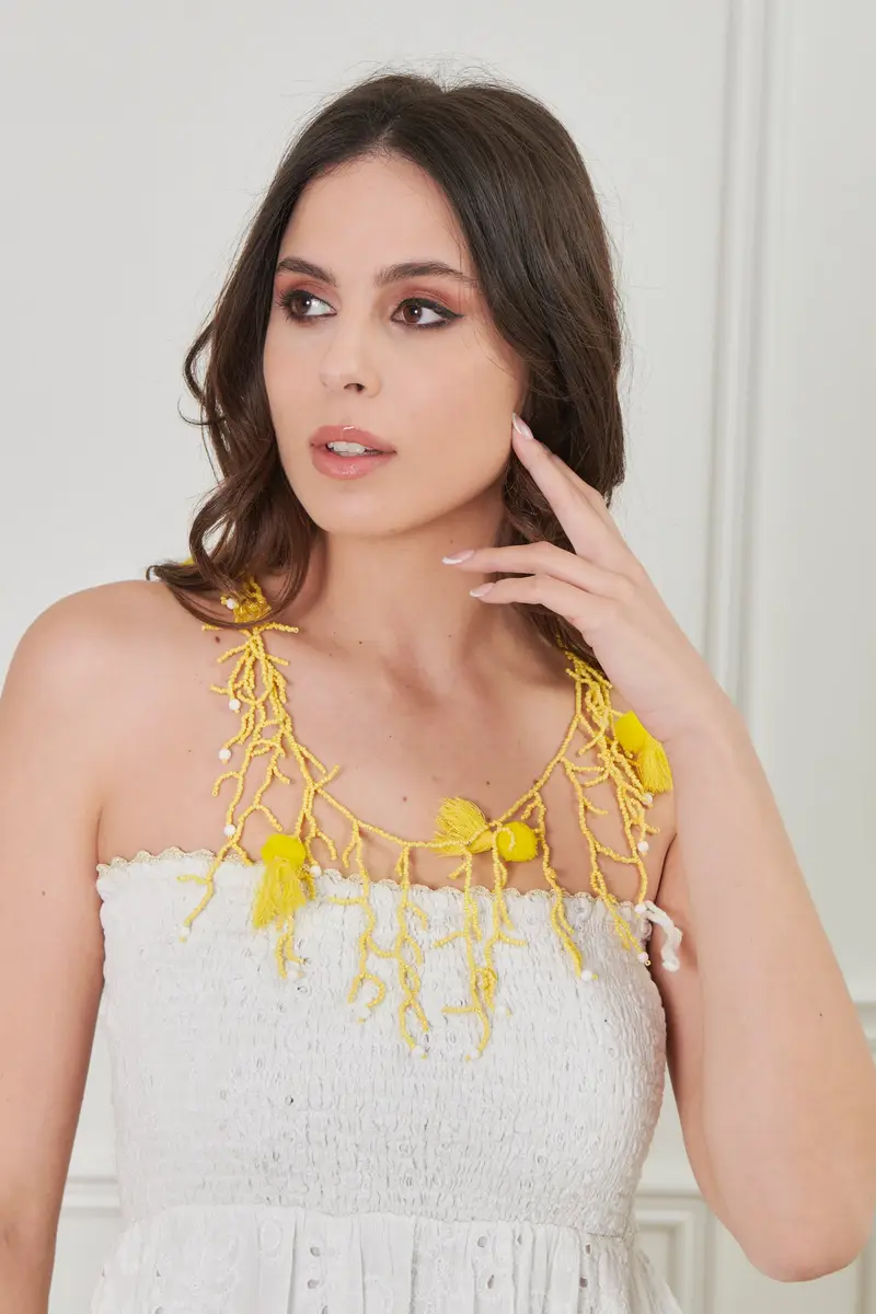COLLANA MULTIFILI E NAPPE | Colore: Giallo | Taglia: One size