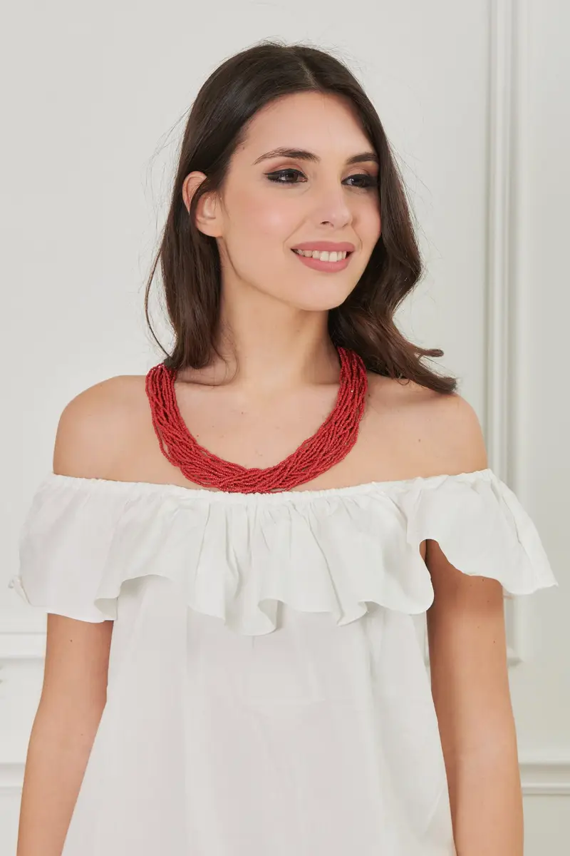 Moda Mare Positano COLLANA MULTIFILI E PERLINE | Colore: Rosso