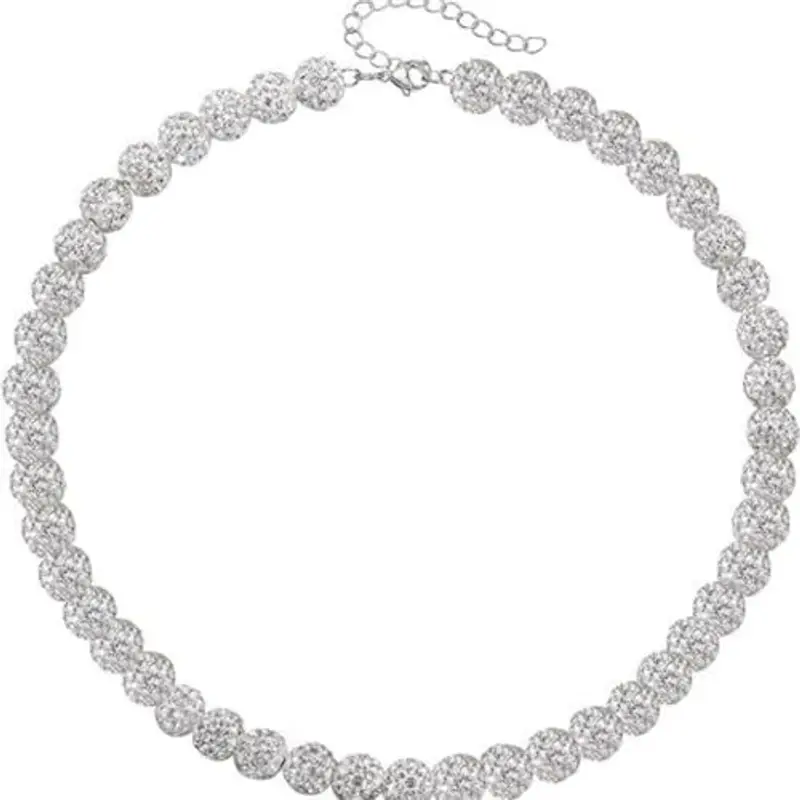 Generic Collana regolabile con diamanti d'acqua da baseball per donne collana di cristallo gioielli per le donne, Misura unica, Acciaio