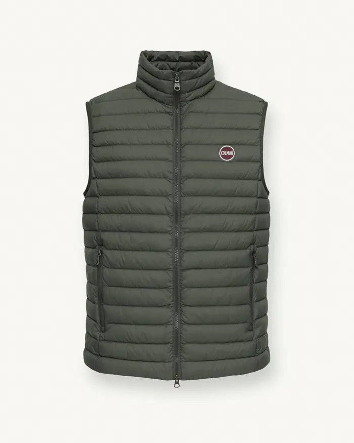 Gilet verde militare imbottito in piuma