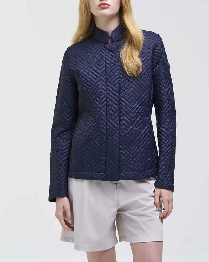 Colmar Originals Piumino imbottito blu con collo alla coreana e trama geometrica