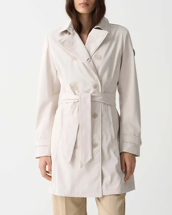 Trench Colmar Originals color gesso in softshell stretch impermeabile sciancrato in vita con cintura