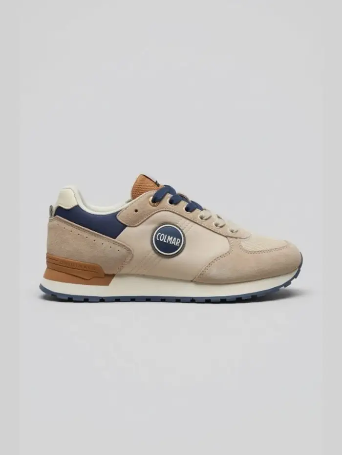 scarpe beige uomo logo sul lato