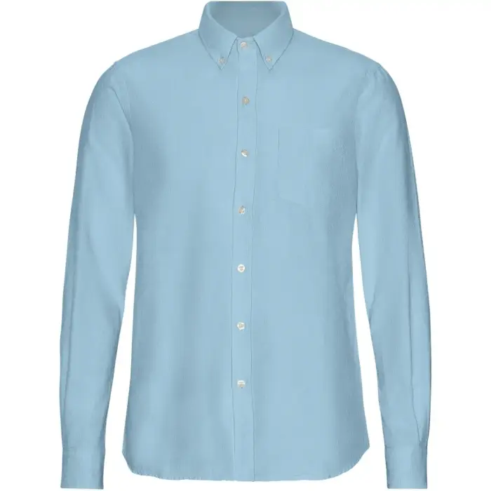Colorful Standard Camicia con bottoni Organic Seaside Blue Bleu