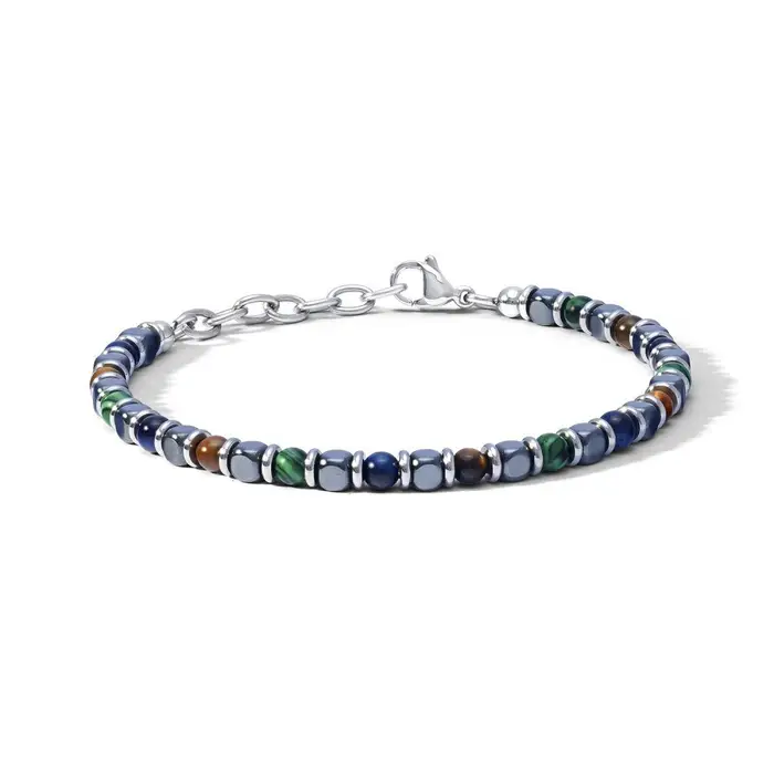 COMETE GIOIELLI Bracciale Acciaio Con Quattro Pietre