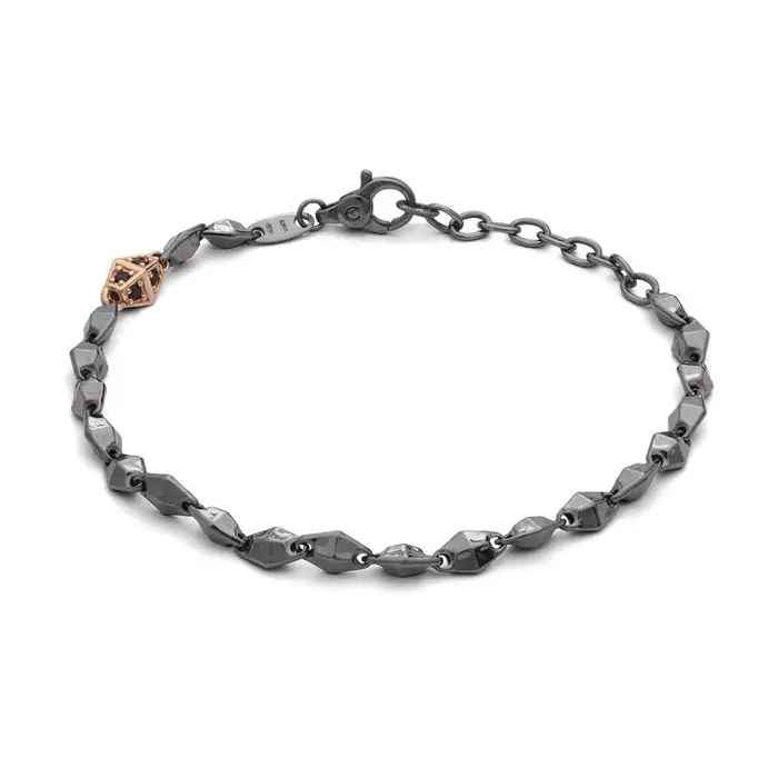 COMETE GIOIELLI Bracciale In Argento Rosè E Brunito Con Zirconi