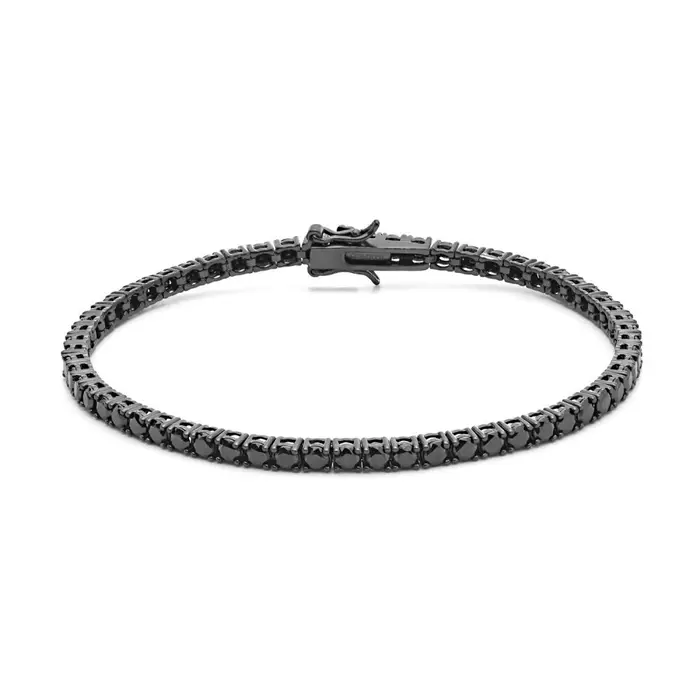 COMETE GIOIELLI Bracciale Tennis In Argento 925 Con Zirconi Neri