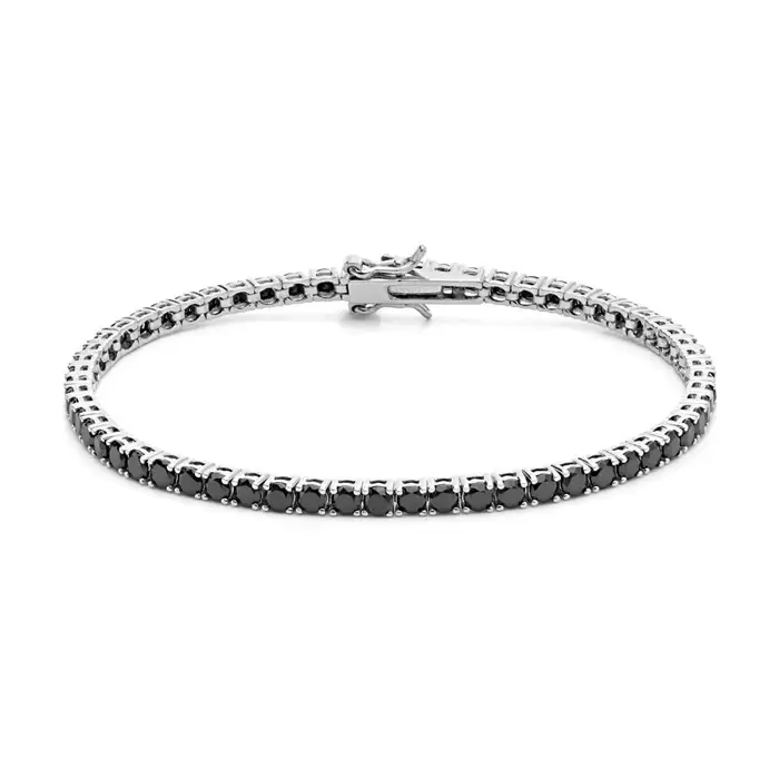 COMETE GIOIELLI Bracciale Tennis In Argento 925‰ E Zirconi Neri