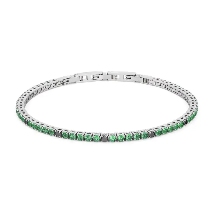 COMETE GIOIELLI Bracciale Tennis Uomo - Zirconi Verdi E Neri