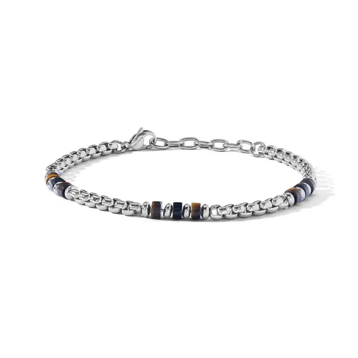 COMETE GIOIELLI Bracciale Uomo - Acciaio, Occhio Di Tigre, Onice