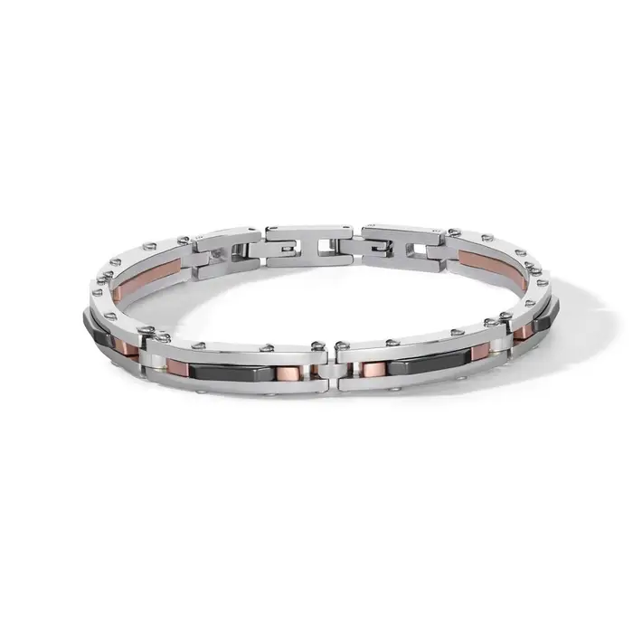 COMETE GIOIELLI Bracciale Uomo In Acciaio, Ceramica Nera E Pvd