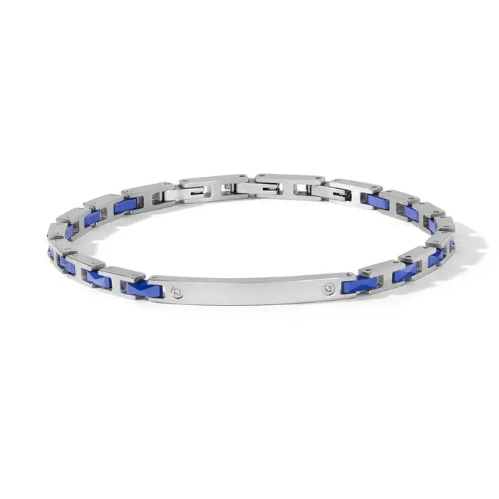 COMETE GIOIELLI Bracciale Uomo In Acciaio E Ceramica Blu