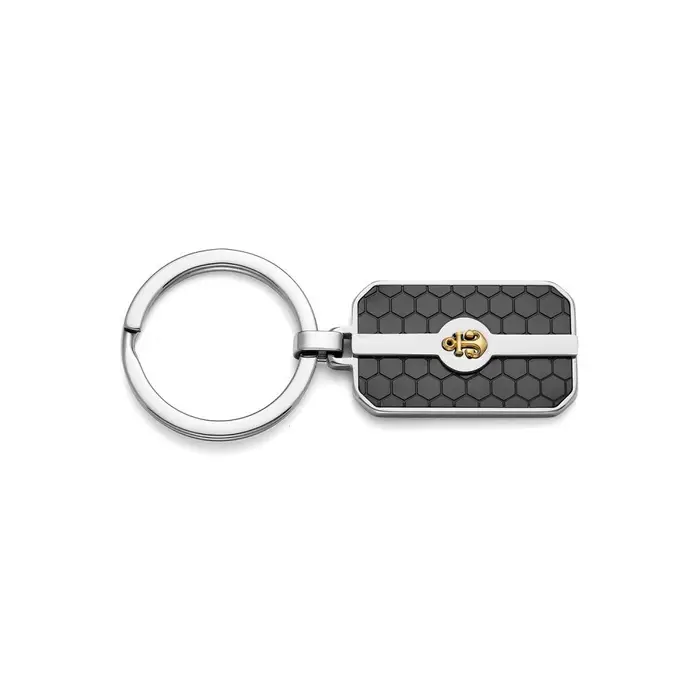 Portachiavi In Acciaio, Pvd Nero E Giallo - Comete Gioielli