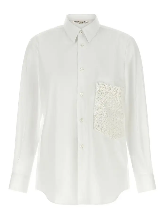 Comme Des Garcons Camicia con tasca all uncinetto Bianco