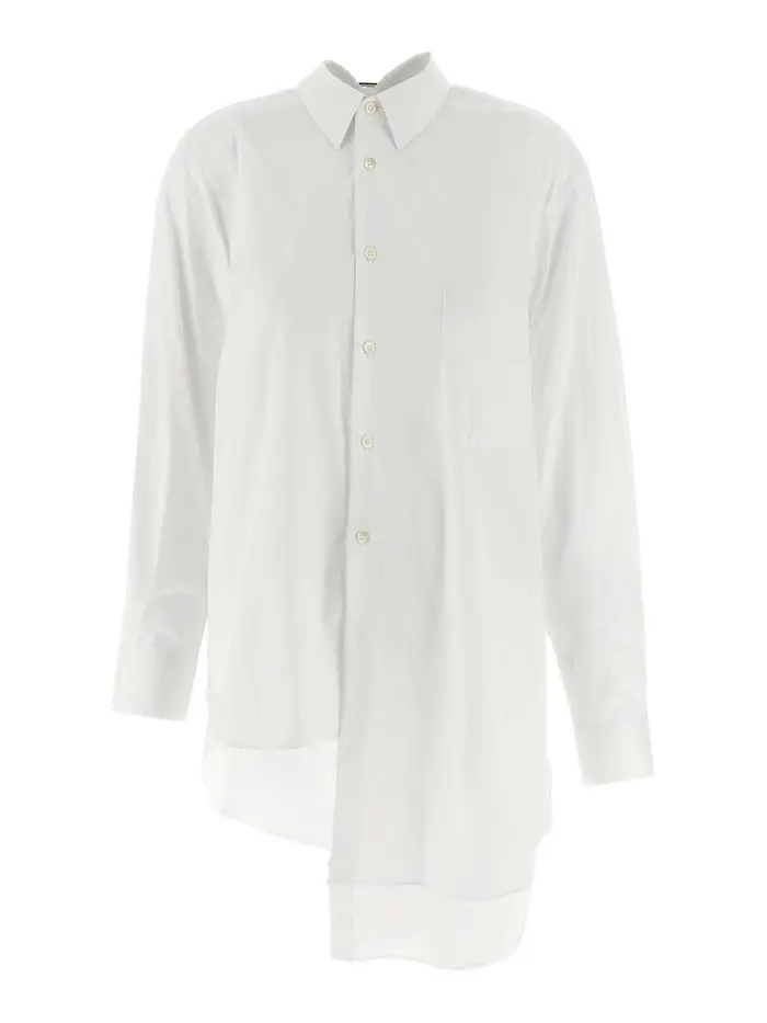 Comme Des Garcons Camicia di orlo asimmetrica Bianco