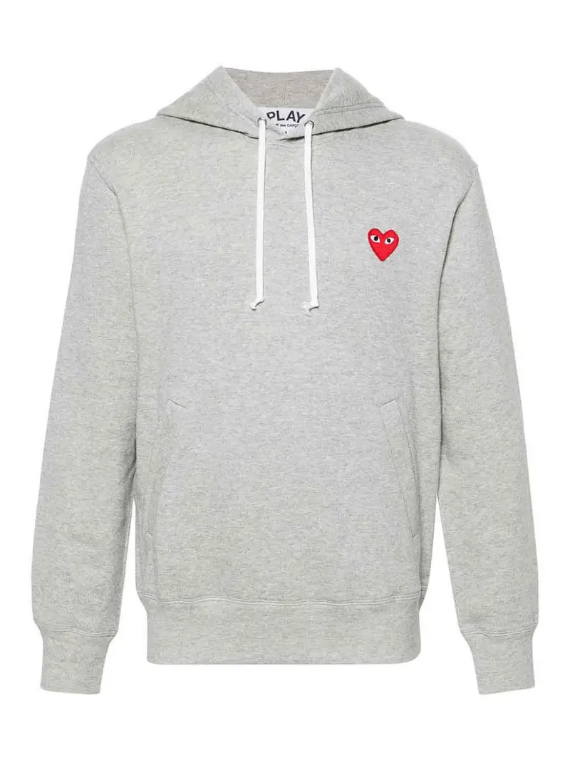 Comme Des Garcons Felpa con cappuccio in cotone con logo Grigio