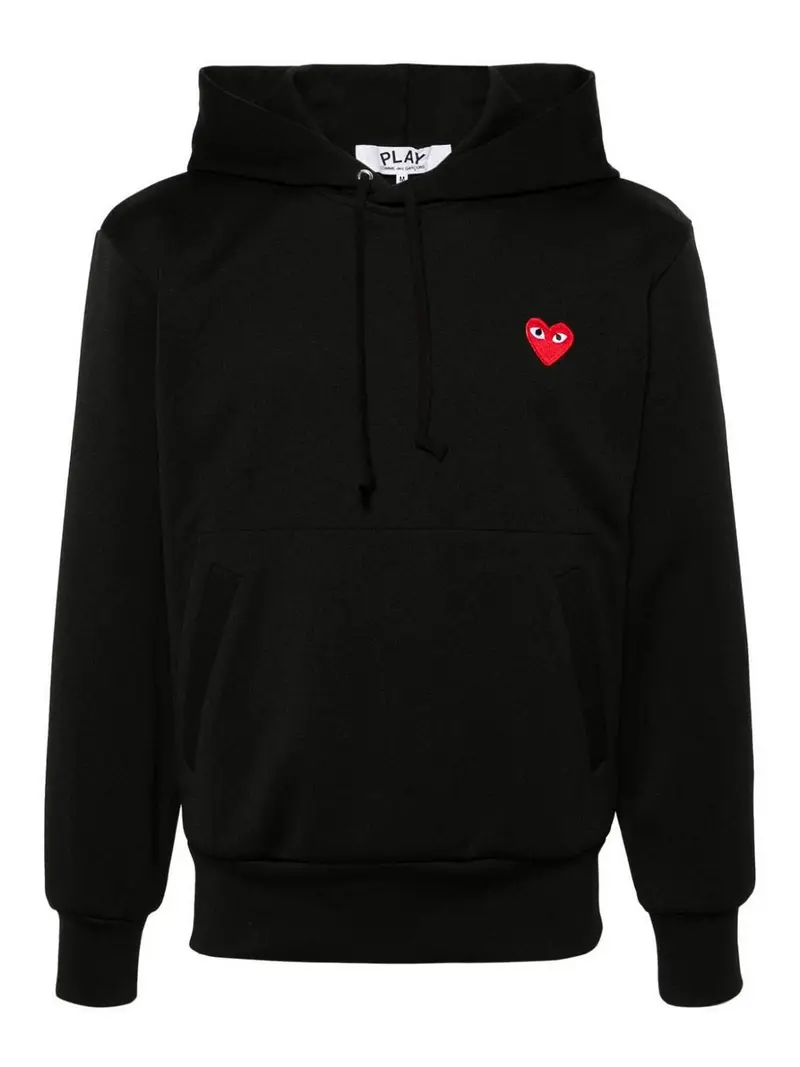 Comme Des Garcons Felpa con cappuccio in cotone con logo Nero
