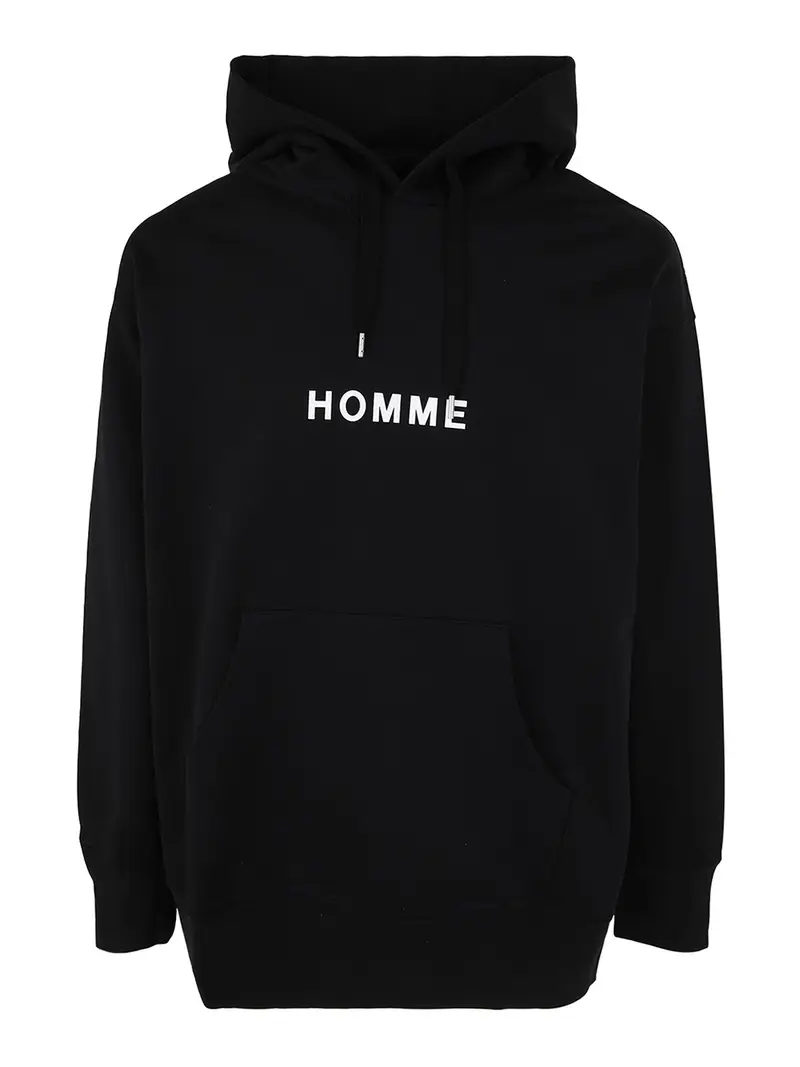 Comme Des Garcons Hommes Plus Felpa con cappuccio in cotone con logo Nero