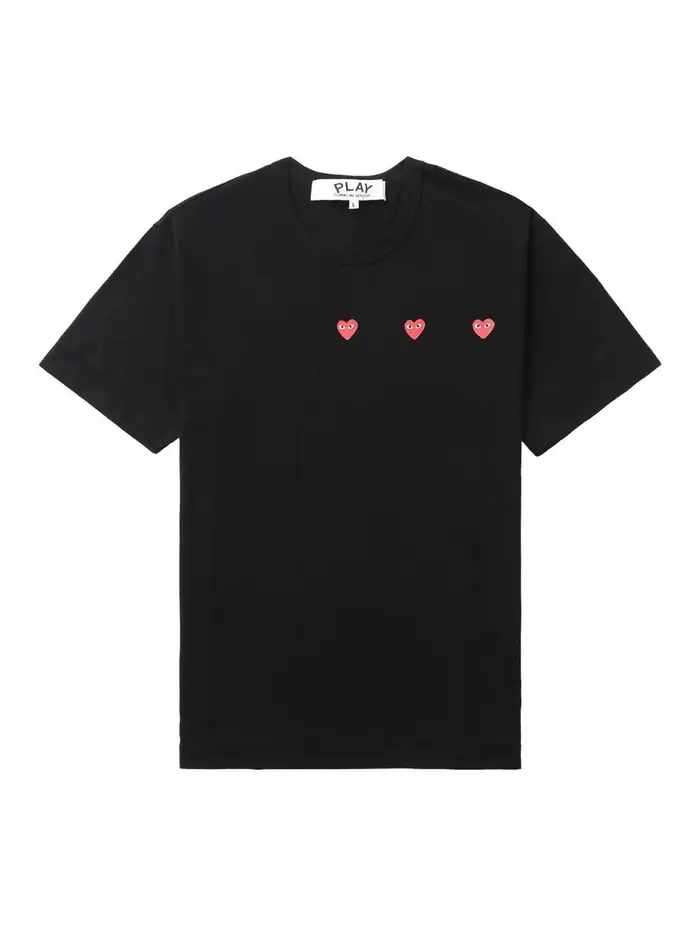 Comme Des Garcons Maglietta con tripli cuori Nero