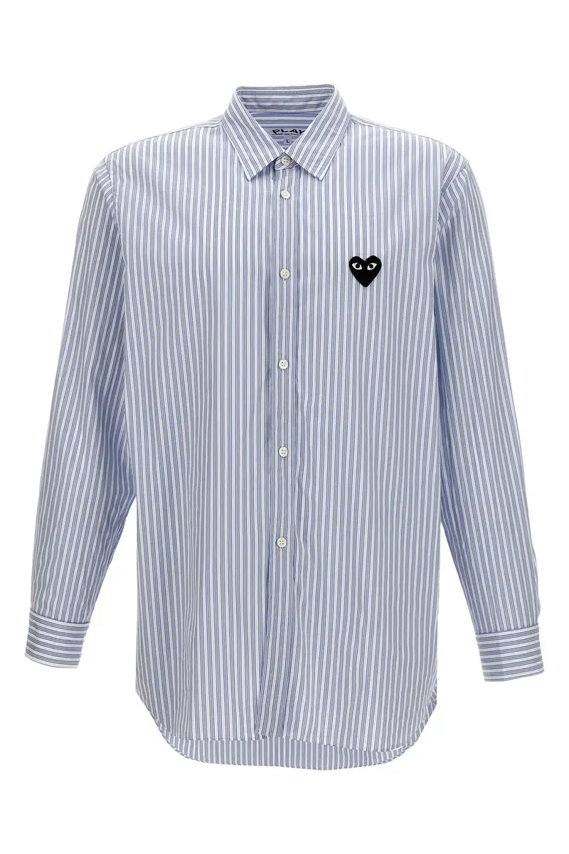 COMME DES GARÇONS PLAY Camicia Righe Patch Logo Azzurro