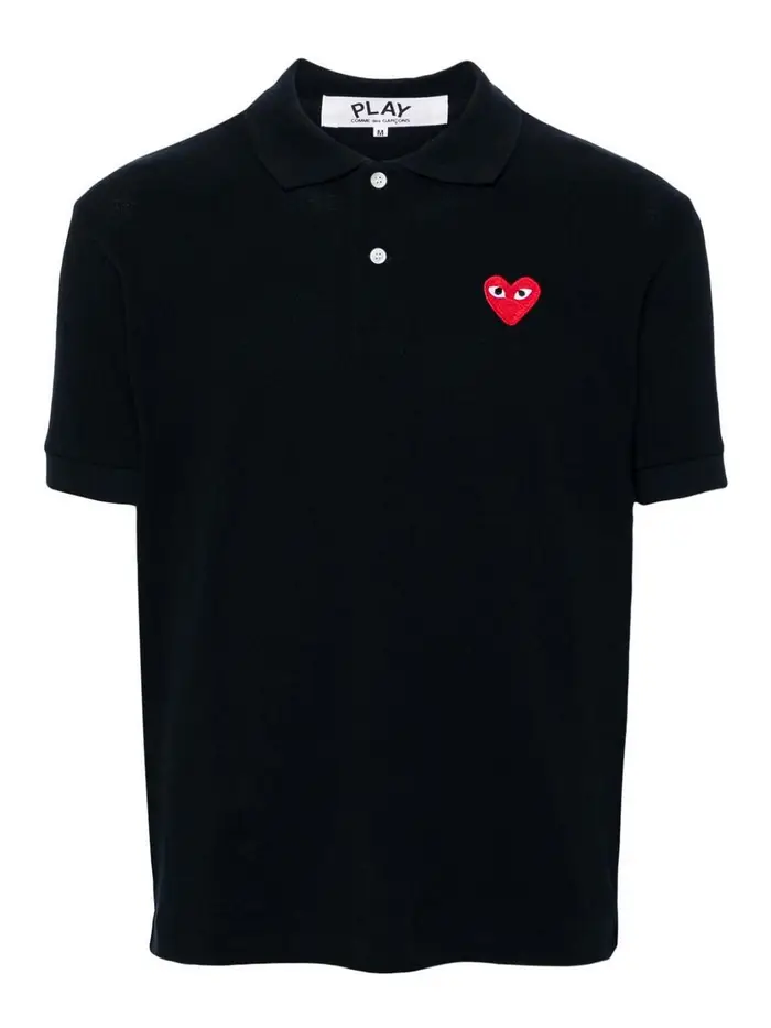 Comme Des Garcons Polo in cotone con logo Blu