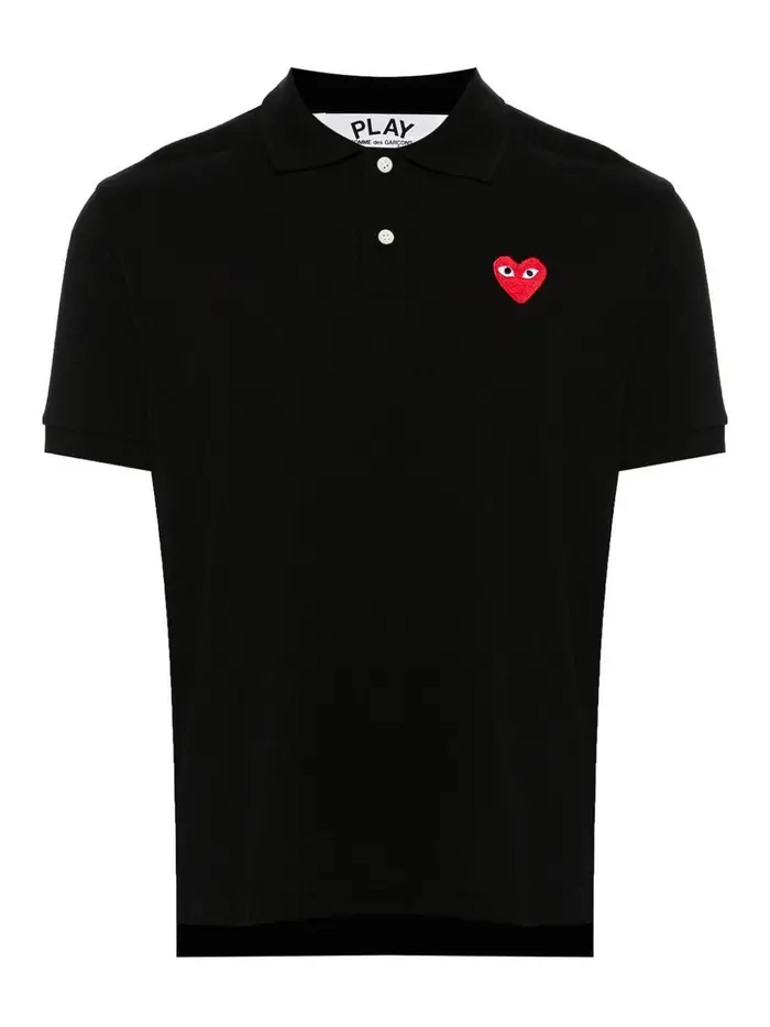Comme Des Garcons Polo in cotone con logo Nero